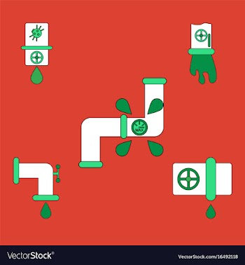 Collection of icons and water pipes vector image