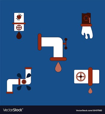 Collection of icons and water pipes vector image