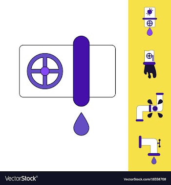 Collection of icons and water pipes vector image