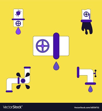 Collection of icons and water pipes vector image