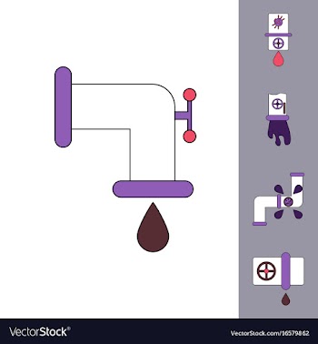 Collection of icons and water pipes vector image