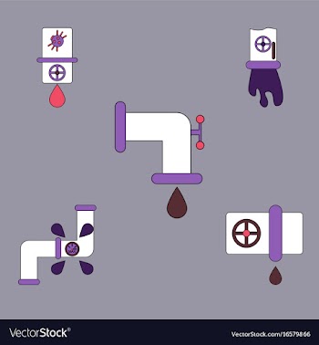 Collection of icons and water pipes vector image