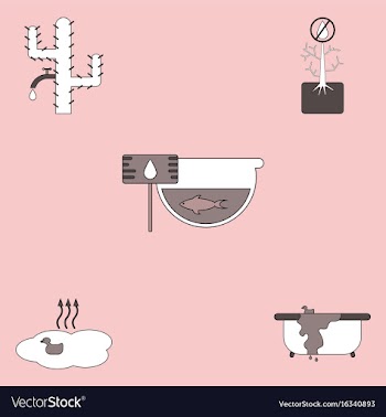 Collection of icons and water scarcity vector image