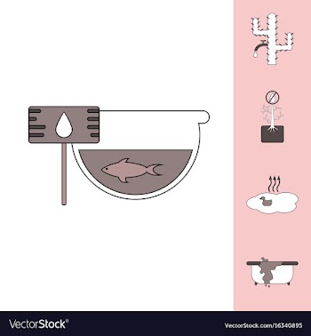 Collection of icons and water scarcity vector image