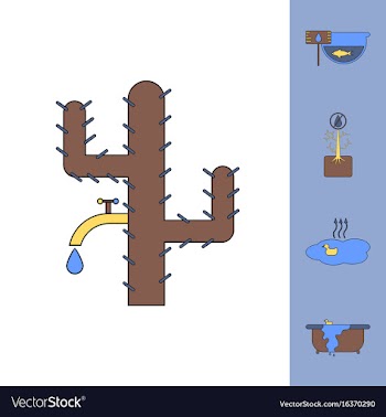 Collection of icons and water scarcity vector image
