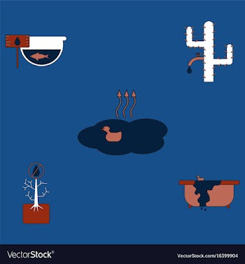 Collection of icons and water scarcity vector image
