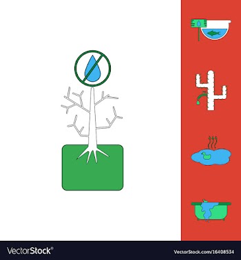 Collection of icons and water scarcity vector image