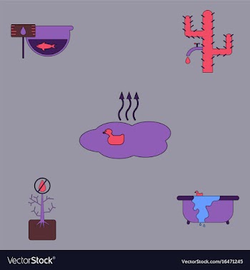 Collection of icons and water scarcity vector image