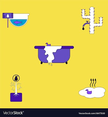 Collection of icons and water scarcity vector image