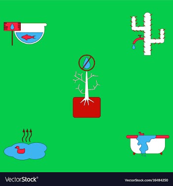 Collection of icons and water scarcity vector image