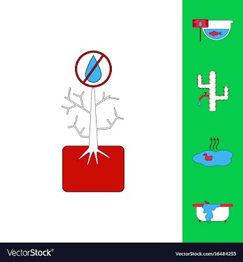 Collection of icons and water scarcity vector image
