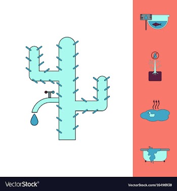 Collection of icons and water scarcity vector image