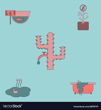 Collection of icons and water scarcity vector image