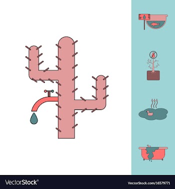 Collection of icons and water scarcity vector image