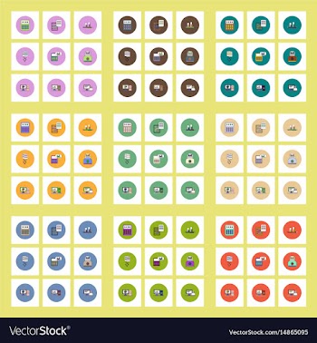 Collection of icons in flat style business items vector image