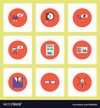 Collection of icons in flat style business vector image