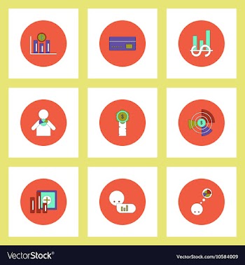 Collection of icons in flat style business vector image
