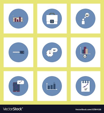 Collection of icons in flat style business vector image