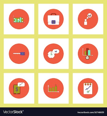 Collection of icons in flat style business vector image