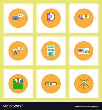 Collection of icons in flat style business vector image
