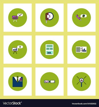 Collection of icons in flat style business vector image
