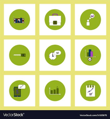 Collection of icons in flat style business vector image