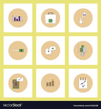 Collection of icons in flat style business vector image