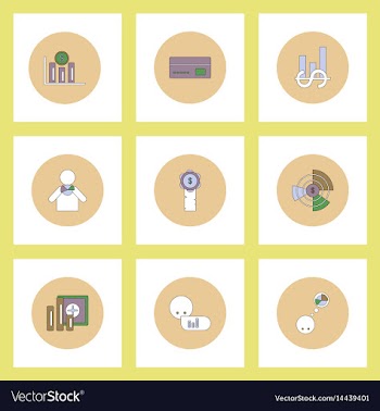 Collection of icons in flat style business vector image