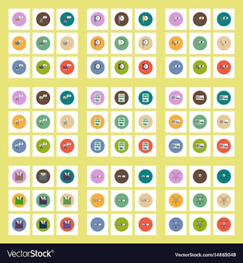 Collection of icons in flat style business vector image