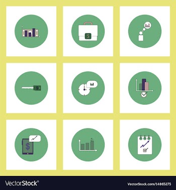 Collection of icons in flat style business vector image