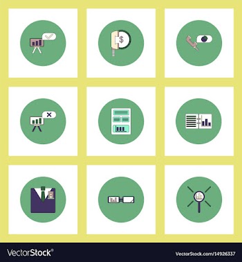 Collection of icons in flat style business vector image