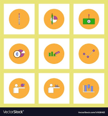 Collection of icons in flat style business vector image