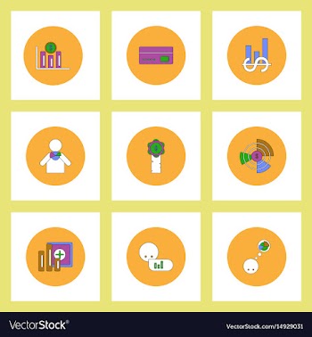 Collection of icons in flat style business vector image