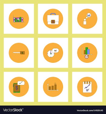 Collection of icons in flat style business vector image