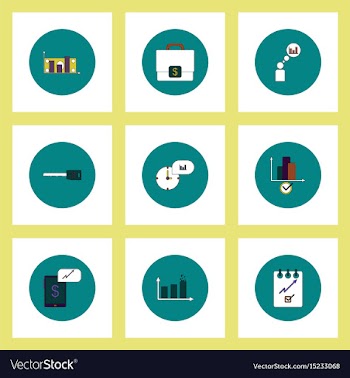 Collection of icons in flat style business vector image