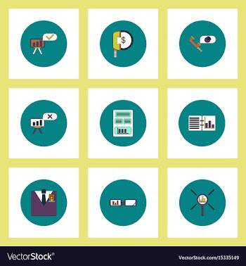 Collection of icons in flat style business vector image