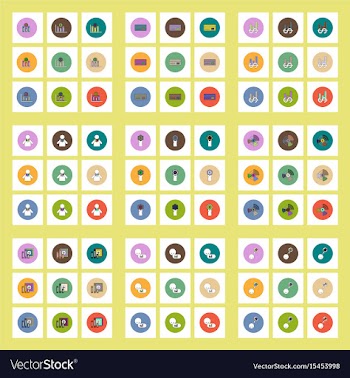 Collection of icons in flat style business vector image