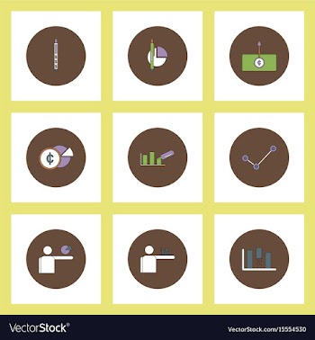 Collection of icons in flat style business vector image