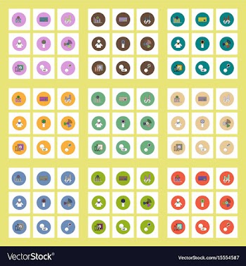 Collection of icons in flat style business vector image