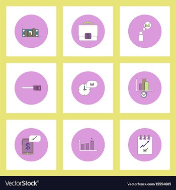 Collection of icons in flat style business vector image