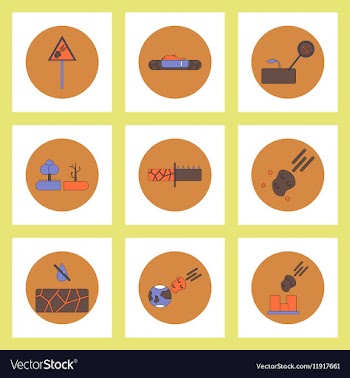 Collection of icons in flat style drought vector image