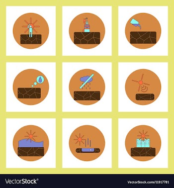 Collection of icons in flat style drought vector image