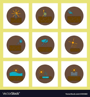 Collection of icons in flat style drought vector image