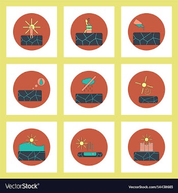 Collection of icons in flat style drought vector image
