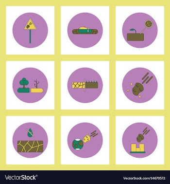Collection of icons in flat style drought vector image