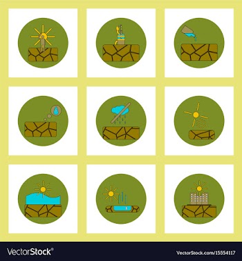 Collection of icons in flat style drought vector image