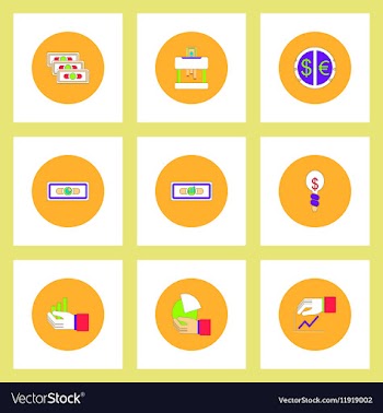 Collection of icons in flat style economic vector image