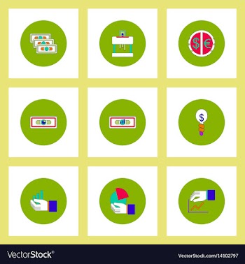 Collection of icons in flat style economic vector image