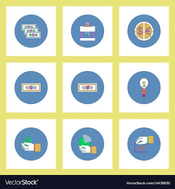 Collection of icons in flat style economic vector image