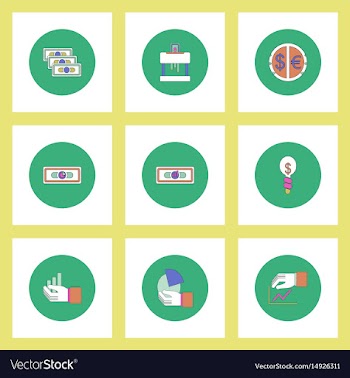 Collection of icons in flat style economic vector image
